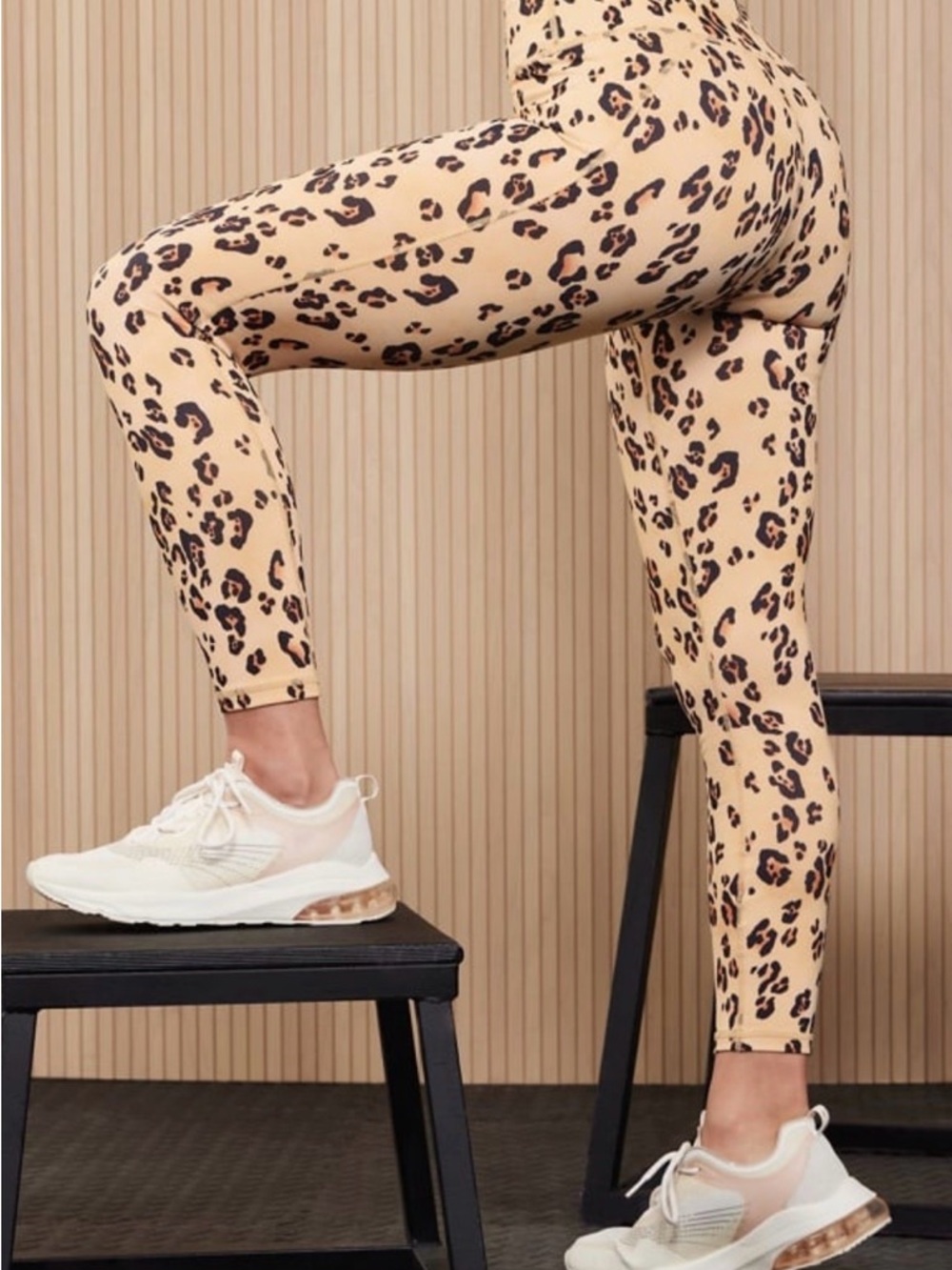 Fabletics Beige Leopard High-Rise Leggings